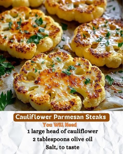 Cauliflower Parmesan Steaks, Cauliflower Steak Recipes, Cauliflower Parmesan, Cauliflower Steak, Keto Friendly Bread, Parmesan Cauliflower, Cauliflower Steaks, Air Fryer Recipes Healthy, Quick Dinner Recipes