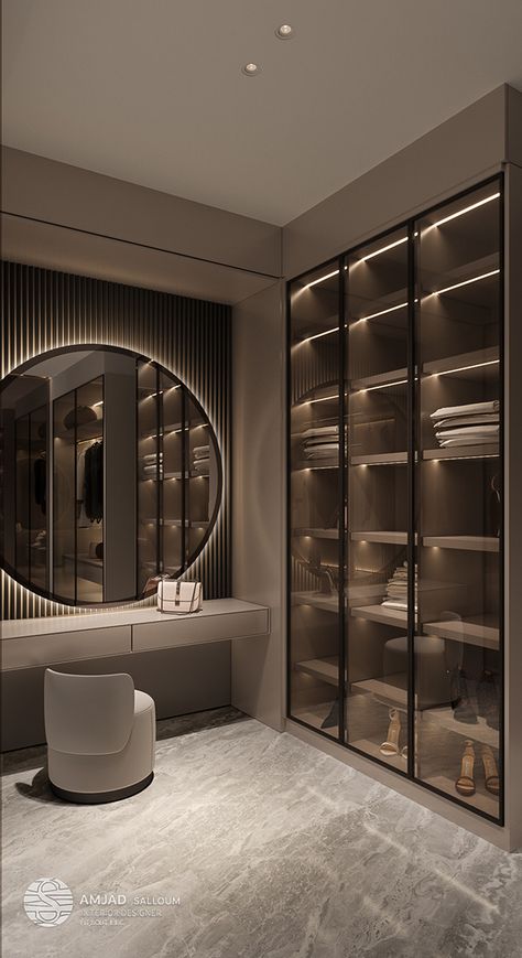 DESIGN LUXURY VILLA :: Behance Dressing Design, Walking Closet, Dream Closet Design, Closet Design Layout, Bedroom Interior Design Luxury, Luxury Closets Design, Modern Closet, Modern Luxury Bedroom, Decorating Home