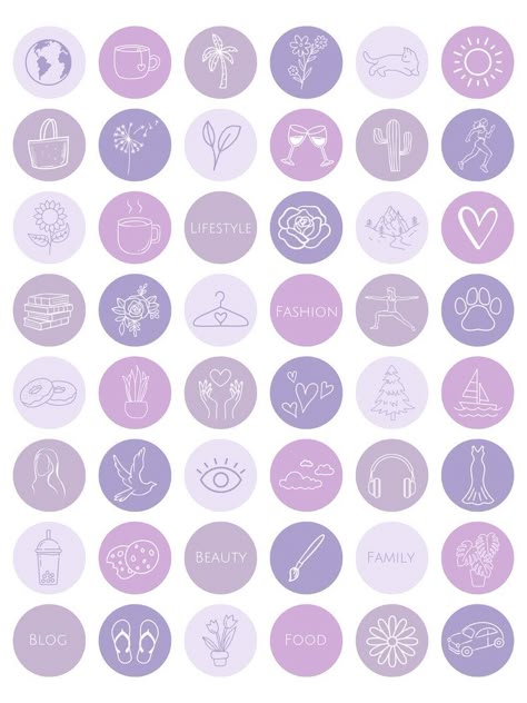 Modern and minimal purple Instagram highlight icons for your profile. Perfect for bloggers, influencers, and #Highlight_Covers_Instagram_Purple_Pastel #Purple_Aesthetic_Instagram_Highlight #Instagram_Icons_Purple #Hilight_Instagram_Purple Light Purple Instagram Highlight Covers, Purple Items Aesthetic, Purple Aesthetic Highlight Cover, Ig Highlight Covers Purple, Highlight Covers Instagram Purple Pastel, Highlight Covers Instagram Purple, Purple Instagram Theme, Purple Highlight Cover, Insta Highlight Cover Icons Purple