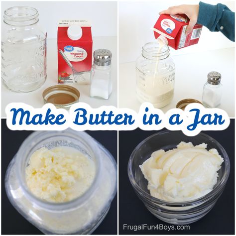 Making Butter In A Mason Jar, How To Make Butter In A Mason Jar, How To Churn Butter Homemade, Butter In A Mason Jar, Diy Mason Jar Butter, Making Butter In A Jar, Making Butter In The Classroom, Homemade Butter Mason Jar, Mason Jar Butter How To Make