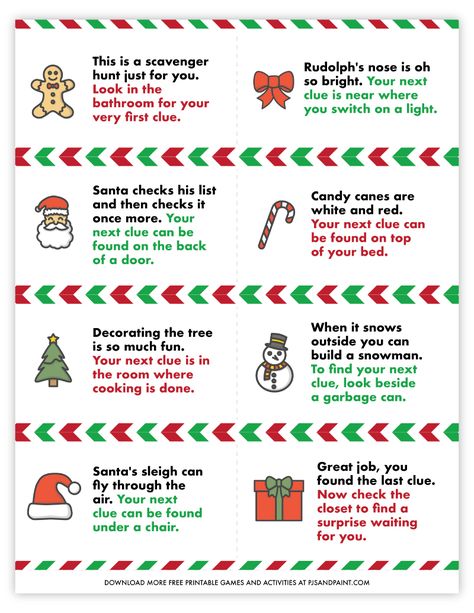 christmas scavenger hunt Christmas Classroom Treats, Christmas Scavenger Hunt, Treasure Hunt Clues, Scavenger Hunt Clues, Awesome Elf On The Shelf Ideas, Fun Christmas Games, Classroom Treats, Elf Fun, Kids Christmas Party