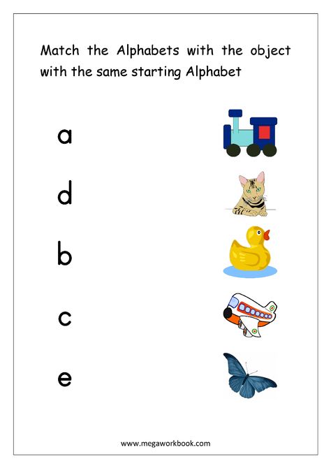 Worksheet - Match Object With The Starting Alphabet (Small Letters) Preschool Alphabet Book, Letter Matching Worksheet, Writing Practice Preschool, Free English Worksheets, Letter Worksheets For Preschool, Phonics For Kids, Beginning Sounds Worksheets, Printable Alphabet Worksheets, Small Alphabets