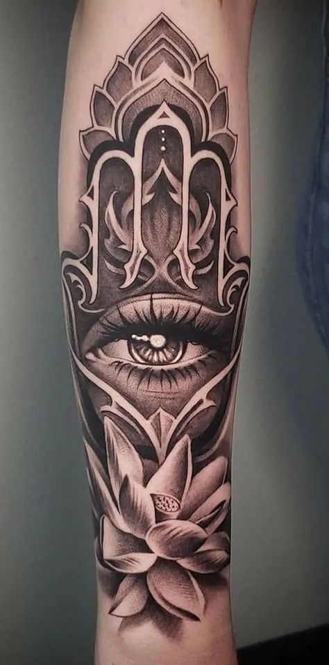 Hamsa Tattoos For Women, Woman Color Sleeve Tattoo, Buddha Tattoo Sleeve, Mandala Arm Tattoos, Aztec Tattoos Sleeve, Tattoo Cover Ups, Hamsa Tattoo Design, 50 Tattoo, Buddha Tattoo Design