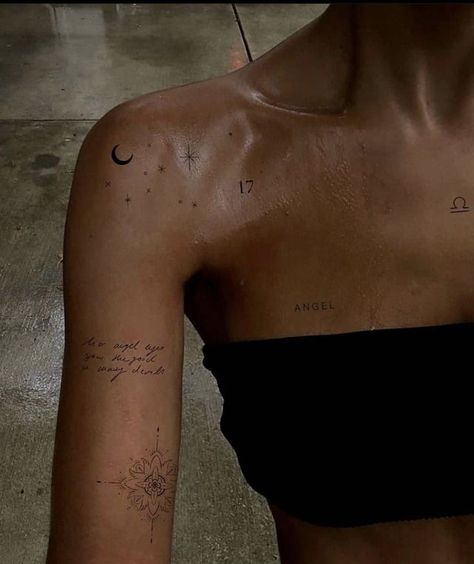 Shoulder Tattoo Fine Line, Small Tattoos Arm, Word Tattoos On Arm, Line Tattoo Arm, Aesthetic Tattoo Ideas, Tattoos Shoulder, Small Pretty Tattoos, Shoulder Arm Tattoos, Petite Tattoos