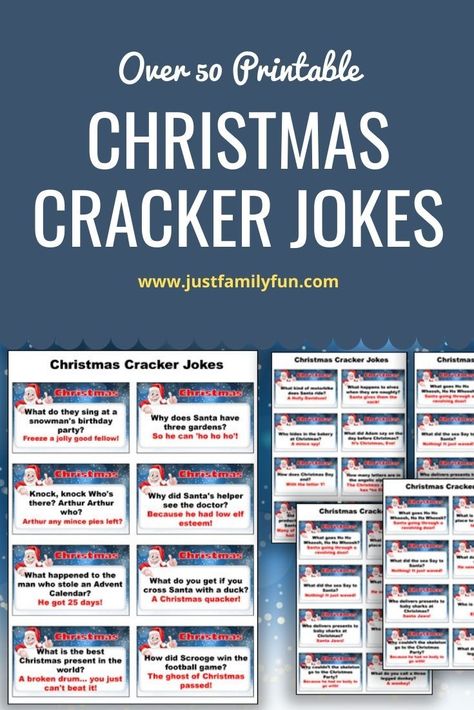 You can find our free, printable Christmas Cracker jokes as a downloadable pdf. All you need to do is print and cut them out, to then start using and lifting the festive spirit! There are lots of sheets to print out, and you can choose which ones you want depending on which jokes you think will get the biggest laughs with your family. Christmas Cracker Jokes, Best Christmas Crackers, Cracker Jokes, Fun Printables For Kids, Fun Christmas Activities, Homemade Crackers, Christmas Gifts To Make, Funny Printables, Christmas Cracker