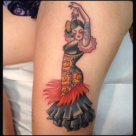 1000+ images about Tattoo References: Flamenco Fan on Pinterest ... Traditional Spanish Tattoo, Spain Tattoo Spanish, Spanish Fan Tattoo, Spain Tattoo, Flamenco Art, Spanish Tattoos, Dancer Tattoo, Old School Traditional, Pin Up Girl Tattoo