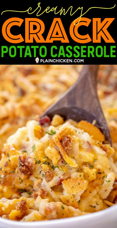 Potatoes Loaded, Creamy Potatoes, Shredded Hash Browns, Shredded Potatoes, Queso Cheddar, Potatoe Casserole Recipes, Cream Butter, Ranch Dressing Mix, Potato Sides