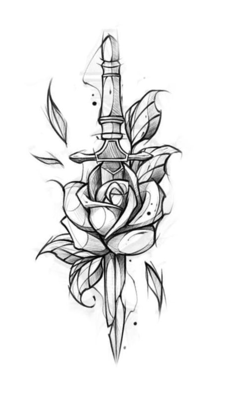 Knife And Rose Tattoo Design, Knife Through Flower Tattoo, Knife And Flowers Tattoo, Flower Knife Tattoo, Dagger And Flower Tattoo, Knife With Flowers Tattoo, Dagger Flower Tattoo, Knife And Rose Tattoo, Rose And Dagger Tattoo