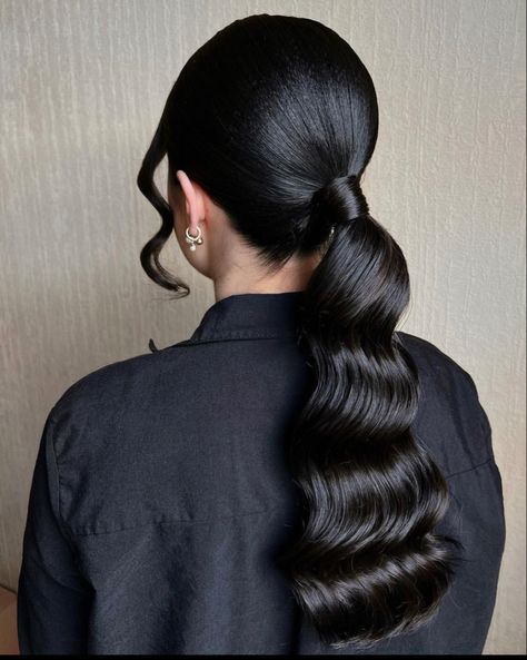 Ponytail Bridal Hair, Wedding Ponytail, Hairstyles Balayage, Balayage Long Hair, Black Hair Updo Hairstyles, Black Wedding Hairstyles, Pretty Braids, Wavy Ponytail, Guest Hair