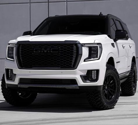 Cool Mom Cars, All Black Suv, Lifted Yukon, Gmc Yukon At4, 3 Row Suv, Black Tahoe, White Suv, 3rd Row Suv, Gmc Denali