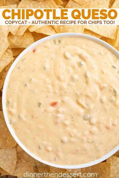 Chili's Nachos Copycat, Chipotle Queso, Creamy Chili, Chipotle Copycat Recipes, Chili Cheese Dip, Chipotle Recipes, Chili Cheese Dips, Dinner Then Dessert, Queso Recipe