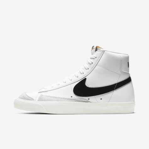 Styled for the ‘70s. Loved in the ‘80s. Classic in the ‘90s. Ready for the future. The Nike Blazer Mid ’77 delivers a timeless design that’s easy to wear. Its unbelievably crisp leather upper breaks in beautifully and pairs with bold retro branding and luscious suede accents for a premium feel. Exposed foam on the tongue and a special midsole finish make it look like you’ve just pulled them from the history books. Go ahead, perfect your outfit. Nike Blazer Mid 77 Women, Blazers Nike, Buty Marki Nike, Blazer Mid 77 Vintage, Dr Shoes, Nike Blazer Mid 77, Nike Blazer Mid, Nike Blazers Mid, Look Retro