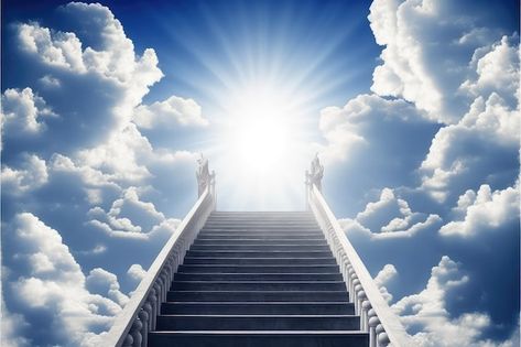 Photo the gateway to heaven with stairca... | Premium Photo #Freepik #photo #stairway-heaven #stairway #heaven #sky-light Staircase To Heaven Drawing, Heaven Background Aesthetic, Heaven Stairs, Heaven Landscape, Gateway To Heaven, Stairs To Heaven, Bright Clouds, Heaven's Gate, Sky Light