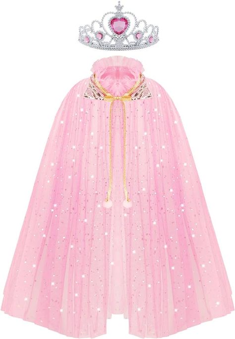 ACWOO Princess Cape for Girls, Colorful Princess Cloak with Crown, Princess Elsa Fancy Dress Up Sparkling Sequins Tulle Princess Cape Set for Halloween Birthday Party Cosplay (Pink, M) : Amazon.co.uk: Toys & Games Pink Cloak, Elsa Fancy Dress, Princess Cloak, Princess Cape, Cape Set, Princess Gifts, Fancy Dress Up, Halloween Birthday Party, Princess Dress Up