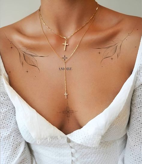 Feminine Back Tattoos, Clavicle Tattoo, Feminine Tattoo Sleeves, Bone Tattoos, Spine Tattoos For Women, More Tattoo, Chest Tattoos For Women, Original Tattoos, Collar Bone Tattoo