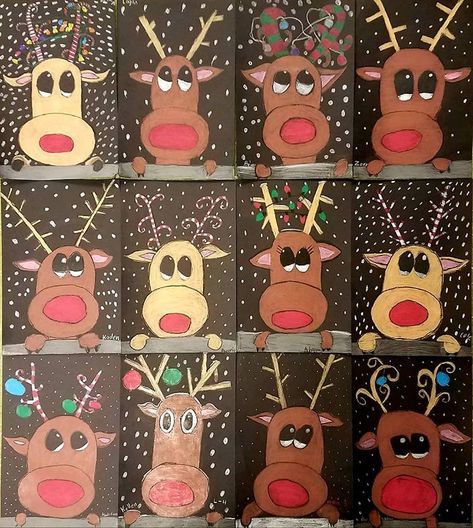 Reindeer Art Projects, Juleverksted For Barn, Christmas Art For Kids, Winter Art Lesson, Christmas Art Projects, Winter Art Projects, Christmas Craft Ideas, Christmas Kindergarten, Christmas Arts And Crafts