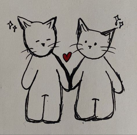 Sketchbook For Boyfriend, Cat Doodle Tattoo, Things To Draw For Your Boyfriend, Love Doodles For Boyfriend, Drawing Cute Doodles, Cute Easy Drawings For Boyfriend, Cat X Dog, Cat Woman Pfp, Hoodie Matching Pfp