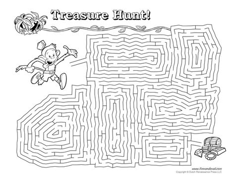 Treasure Hunt Maze Illustrated by Tim van de Vall Free Printable Mazes, Hard Mazes, Pirate Week, Pirate Activities, Maze Book, Printable Mazes, Kindergarten Coloring Pages, Mazes For Kids, Maze Puzzles