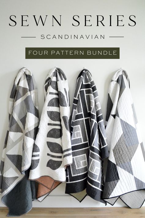 Love the full Sewn Scandinavian Series?! You can purchase the entire modern quilt pattern series and save a few bucks! The entire seres of four quilt patterns will be sent straight to your inbox. When you purchase today you'll receive: Perfect Placement Quilt Pattern Natural Harmony Quilt Pattern Close-Knit Quilt Pattern Function & Flow Quilt Pattern Pattern Details: 100% original patterns PDF emailed straight to your inbox for instant download! Each pattern includes instructions for Crib, Throw and Bed size Blank coloring pages included All patterns assume yardage to be 42" wide and seam allowances to be ¼" WOF = Width of fabric Quilted Throw Patterns, Monochrome Quilts Inspiration, Lucy Quilt Pattern, Modern Handcraft Snowflake Quilt, Solid Quilts Modern, Color Block Sewing Pattern, Earthy Quilt Patterns, Nordic Quilt Patterns Scandinavian Design, Elizabeth Hartman Quilts Free Pattern