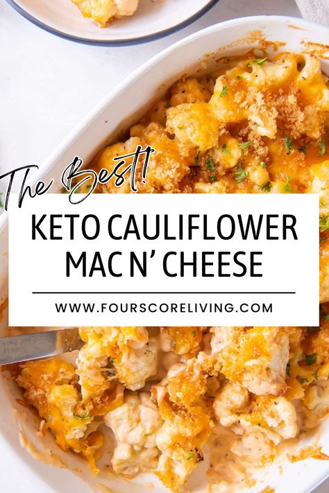 Tender roasted cauliflower is the perfect stand-in for macaroni in this recipe for Keto Cauliflower Mac and Cheese. This is a low-carb meal and family-friendly dish that everyone will love. And go check out our Easy Keto Recipes board for more healthy dinner ideas. Low Carb Califlower Recipes Keto, Cauli Mac And Cheese Keto, Keto Mac And Cheese Recipe, Keto Recipes With Cauliflower, Cauliflower Mac Cheese Recipes, Low Carb Cauliflower Mac And Cheese, Califlower Mac & Cheese, Keto Mac N Cheese, Mac And Cheese Gouda