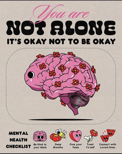 #poster #aesthetic #mentalwellness #mentalhealth #checklist Self Care Posters Aesthetic, You Are Not Alone, Mental Health Poster, Motiverende Quotes, Picture Collage Wall, Be Okay, Photo Wall Collage, It Goes On, Happy Words