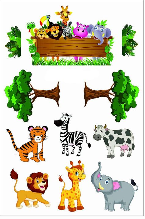 Zoo Cake Topper, Printable Topper, Jungle Safari Cake, Zoo Cake, Happy Birthday Animals, Baby Boy Cake Topper, Jungle Theme Cakes, Paw Patrol Birthday Theme, Dibujos Toy Story