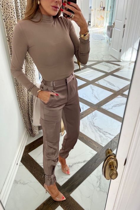 Corporate Holiday Party Outfit, Aritzia Sweatpants, Paris Fall Fashion, Emily Ann Gemma, Satin Cargo Pants, Best Joggers, Semi Formal Outfits, Mock Neck Bodysuit, The Sweetest Thing