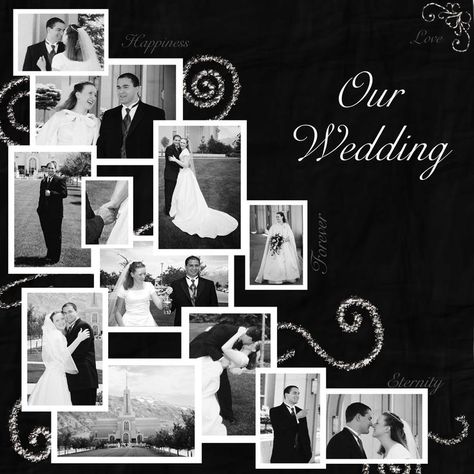 Wedding Scrapbook Pages, Wedding Scrapbooking Layouts, Heritage Scrapbooking, Creation Photo, Family Scrapbook, Album Scrapbooking, Black And White Wedding, Wedding Scrapbook, Photo Layouts