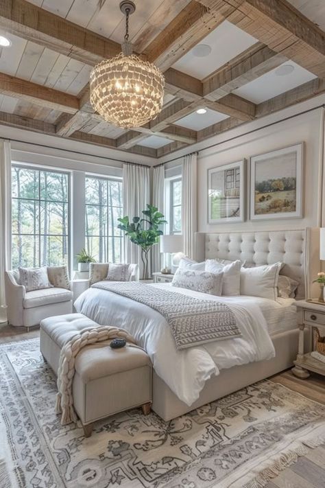 Emslifeandloves Tranquil Bedroom Ideas, Cozy Farmhouse Bedroom Ideas, Decora Outfits, Rustic Chic Bedroom, Cozy Farmhouse Bedroom, Dream Bedroom Inspiration, Farmhouse Bedroom Ideas, Tranquil Bedroom, Dream Life House