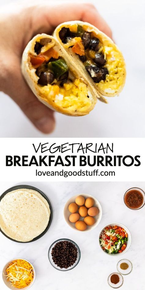 Breakfast With Beans, Breakfast Burrito Bar Ideas, Creamy Shrimp Salad, Canned Recipes, Breakfast Cravings, Sautéed Peppers, Freezer Burritos, Meatless Breakfast, Make Ahead Breakfast Burritos