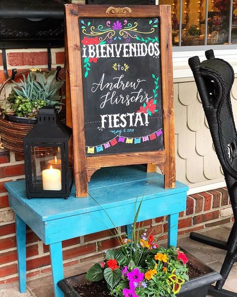 Taco Chalkboard Sign, Fiesta Welcome Sign, Farewell Fiesta Party Ideas, Fiesta Chalkboard Sign, Bienvenidos Sign, Fiesta Sign, Chalkboard Hand Lettering, Bridal Shower Chalkboard, Mexican Fiesta Bridal Shower