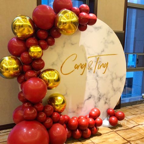 Gold Balloon Arch, Red Chrome, Gold Confetti Balloons, Balloon Chain, Christmas Balloons, Red Pomegranate, Red Balloon, Bachelorette Party Decorations, Arch Kit