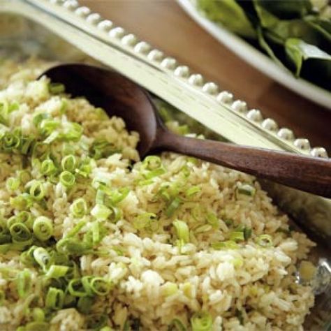 Charleston SC | Garlic-Green Onion Rice Pilaf | Charleston Magazine Rice With Green Onions, September Food, Starchy Sides, Kitchen Inventions, Brown Rice Cooking, Onion Rice, Pasta Side, Savory Sides, Savoury Snacks