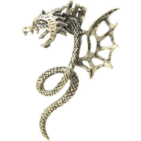 LOVEsick Dragon Ear Cuff Earring | Hot Topic ($6.50) ❤ liked on Polyvore featuring jewelry, earrings, ear cuff, ear cuff earrings, gold tone jewelry, cuff earrings and cuff jewelry Dragon Ear Cuffs, Earrings Cuff, Ear Cuff Jewelry, Cuff Earring, Dragon Earrings, Gothic Vintage, Gold Dragon, Cuff Jewelry, Dragon Jewelry