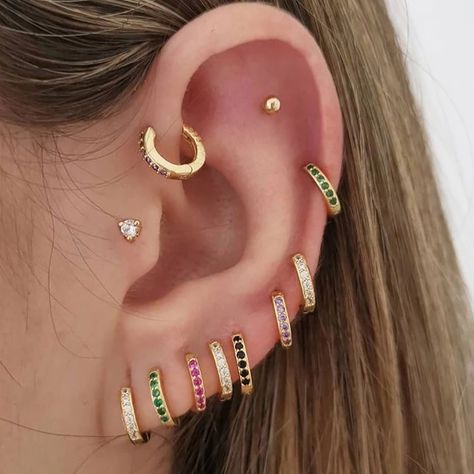 Minimal Helix Tragus Hoop Piercing Cartilage Earring for Women Round Colorful Zircon Ear Clip Buckle Tragus Hoop Piercing, Hoop Piercing, Tragus Hoop, Piercing Cartilage, Helix Hoop, Cartilage Earring, Conch Piercing, Earring For Women, Tragus Piercings