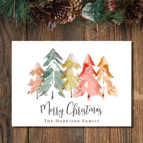 Gold Merry Christmas 2 Family Photo Personalized Holiday Card #zazzle #weddinginvitations #birthdayinvitations #babyshowerinvitations #zazzleinvitations #monogram #businesscards #graduation #homedecor Pine Tree Watercolor, Muted Sage Green, Watercolor Christmas Cards Diy, Abstract Watercolors, Watercolor Holiday Cards, Christmas Pine Tree, Watercolor Holiday, Christmas Holiday Greetings, Modern Christmas Cards