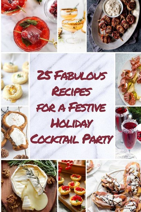 Holiday Cocktail Party Menu, Christmas Cocktail Party Appetizers, Cocktails Appetizers, Xmas Cocktails, Cocktail Party Appetizers, Festive Holiday Cocktails, Christmas Appetizers Easy, Themed Recipes, Cocktail Party Decor