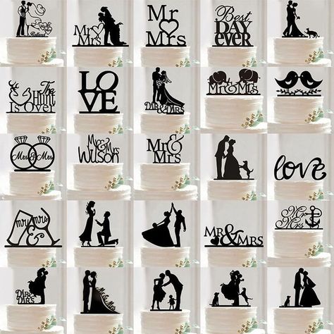 3d Printed Wedding Cake Toppers, Wedding Topper Cake, Wedding Cake Topper Ideas, Cake Topper Wedding Romantic, Wedding Cakes Toppers, Party Silhouette, Cake Toppers Wedding, Wedding Cake Topper Silhouette, Mr And Mrs Cake Topper