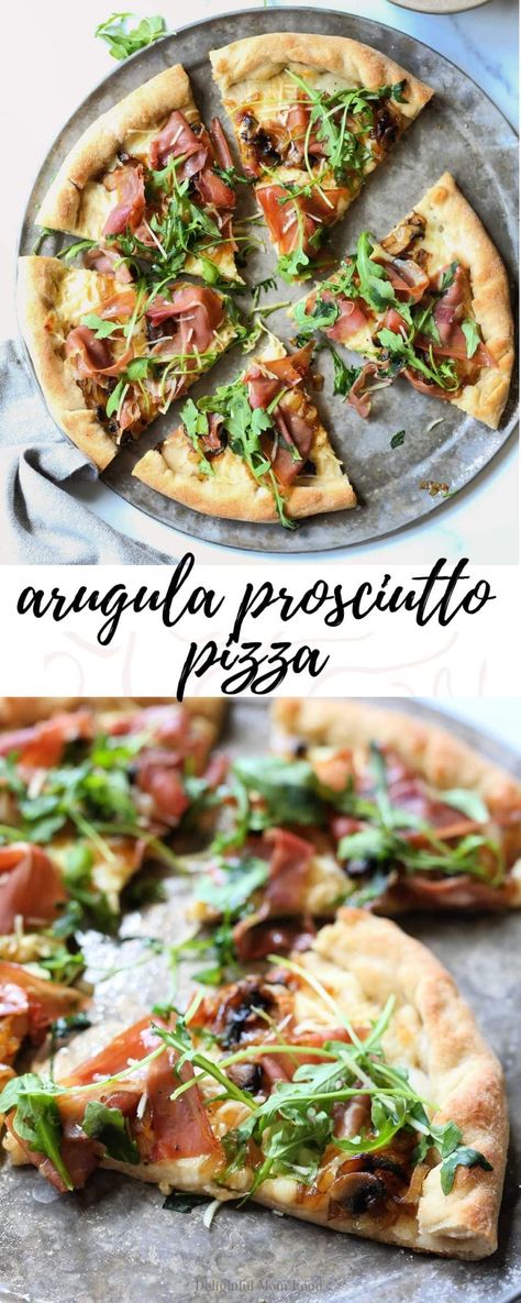 Arugula Prosciutto Pizza Procuitto Arugula Pizza, Prosciutto Naan Pizza, Pizza With Prosciutto And Arugula, Mushroom Prosciutto Pizza, Argula Recipes Pizza, Flatbread With Arugula, Procuttio Pizza, Arugula And Prosciutto Pizza, Goat Cheese Prosciutto Pizza