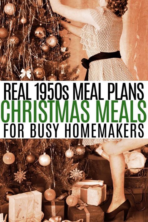 Step into the nostalgia of a 1950s Christmas with these real 1950s Christmas meal plans tailored for the busy homemaker. Explore vintage-inspired recipes, festive tips, and a culinary journey back in time, making your holiday season truly special. Old Fashioned Christmas Dinner, 1950 Christmas Party, Vintage Christmas Food, Pioneer Woman Christmas Recipes, 1950s Christmas Party, 50s Recipes, Christmas Meal Ideas, Vintage Christmas Dinner, Planning Christmas Dinner