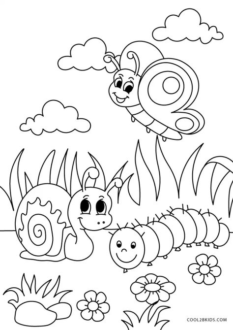 Free Printable Spring Coloring Pages For Kids Spring Coloring Sheets, Kids Printable Coloring Pages, Bug Coloring Pages, Free Kids Coloring Pages, Kindergarten Coloring Pages, Preschool Coloring Pages, Spring Coloring Pages, Summer Coloring Pages, Coloring Sheets For Kids