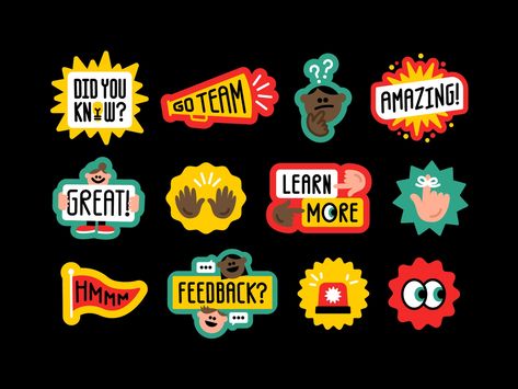 Pitch Sticker Pack by Sebastian Abboud on Dribbble Sticker Design Ideas, Stickers Whatsapp, Creative Playground, Work Stickers, Sticker Inspo, Inspirational Stickers, Stickers Design, Stickers Aesthetic, Business Stickers