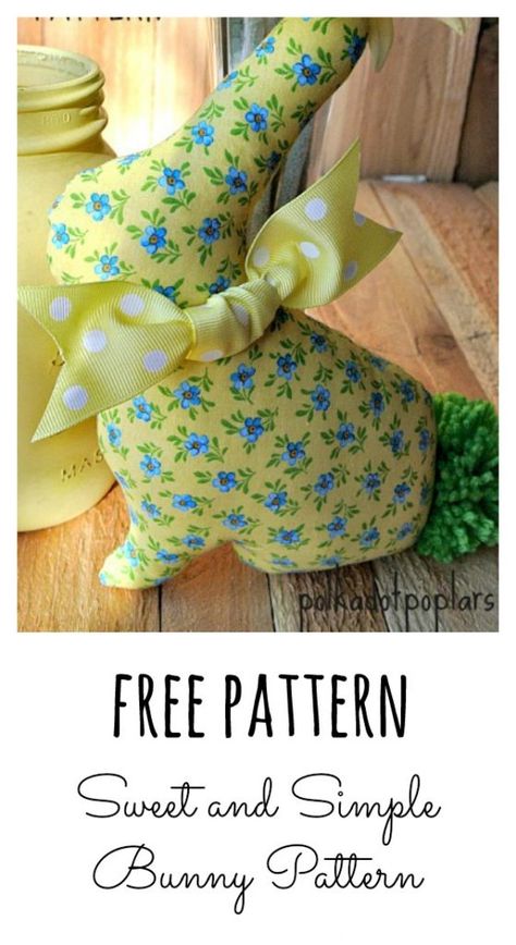 Free Easy Bunny Pattern Easter Crafts To Sell, Bunny Sewing Pattern, Bunny Sewing, Bunny Pillow, Bunny Templates, Easter Fabric, Easter Bunny Crafts, Spring Easter Crafts, Sewing Stuffed Animals