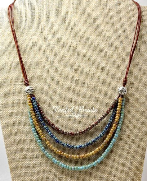 Pallet Tool, Boho Leather Necklace, Boho Sunshine, Leather Beaded Necklace, Necklaces Ideas, Making Bracelets With Beads, Beaded Jewelry Necklaces, Diy Jewelry Necklace, Fun Jewelry