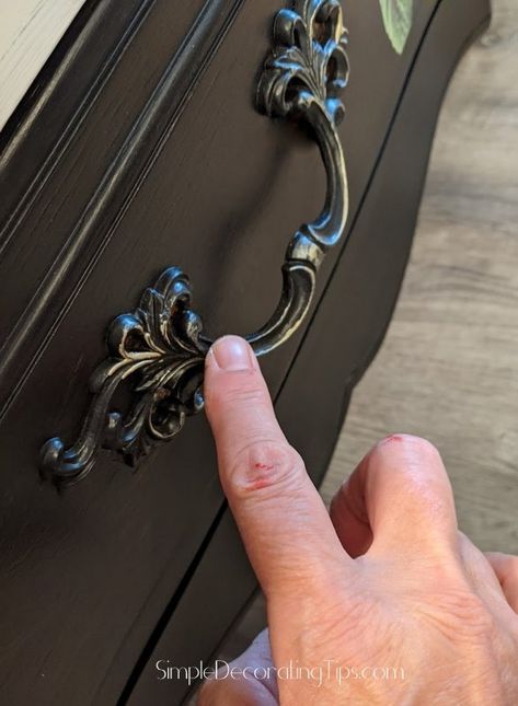 How to Add Style to Existing Hardware | Hometalk Drawer Pulls Diy, Painting Hardware, Redoing Furniture, Dresser Hardware, Dresser Refinish, Simple Decorating, Dresser Redo, Craft Room Furniture, Painted Bedroom Furniture