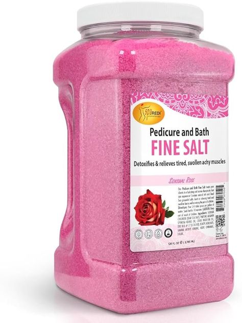 Amazon.com: SPA REDI - Detox Foot Soak Pedicure and Bath Fine Salt, Sensual Rose, 128oz - Made with Dead Sea Salts, Argan Oil, Coconut Oil, and Essential Oil - Hydrates, Softens and Moisturizes : Health & Household Detox Foot Soak, Foot Detox Soak, Dead Sea Salt, Foot Soak, Foot Spa, Oil Coconut, Dead Sea, Bath Salts, Argan Oil