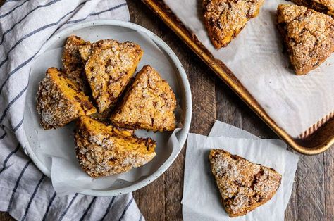 Gluten-Free Pumpkin Scones Recipe | King Arthur Baking Gf Scones, Autumn Spices, Pumpkin Scones Recipe, King Arthur Flour Recipes, King Arthur Gluten Free, Crystallized Ginger, Gluten Free Scones, Scones Easy, King Arthur Baking