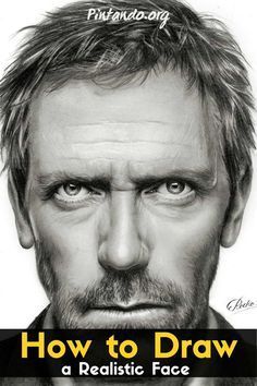 Realistic Face Drawing, Male Face Drawing, Realistic Face, Face Proportions, Acrylic Art Projects, Pencil Drawing Tutorials, Hugh Laurie, Dr House, Face Sketch