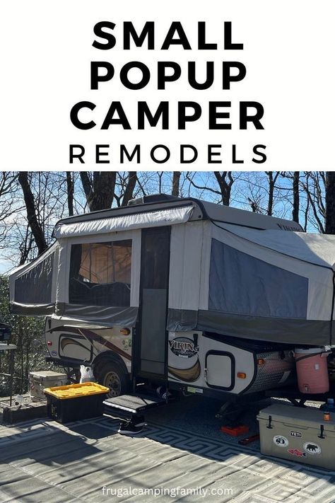 Small Pop Up Camper Remodel, Pop Up Camper Hacks, Small Pop Up Campers, Tent Trailer Remodel, Camper Storage Ideas Travel Trailers, Camper Remodel Ideas, Pop Up Princess, Popup Camper Remodel, Tent Camping Hacks