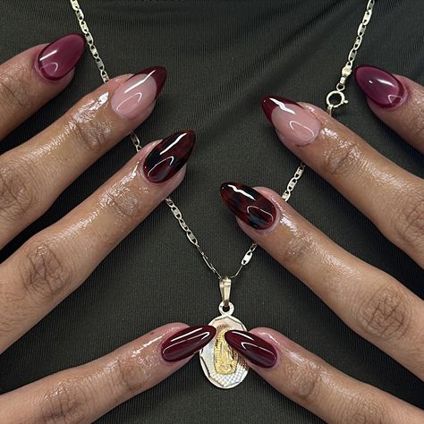 fall nail colors are everything to me 🥀🥀 - service : #gelx #gelextensions #nails #nailsofinstagram #trendynails #pinterestnails #nailsnailsnails #nailart #fallnails Red Cherry Nail Art, Sade Nails Aesthetic, Simple But Pretty Nails, Nails Bordeaux Art, Erica Ha Nails, Gel Inspo Nails, Wine Red Gel Nails, Ahs Style Nails, Plum French Tip Nails